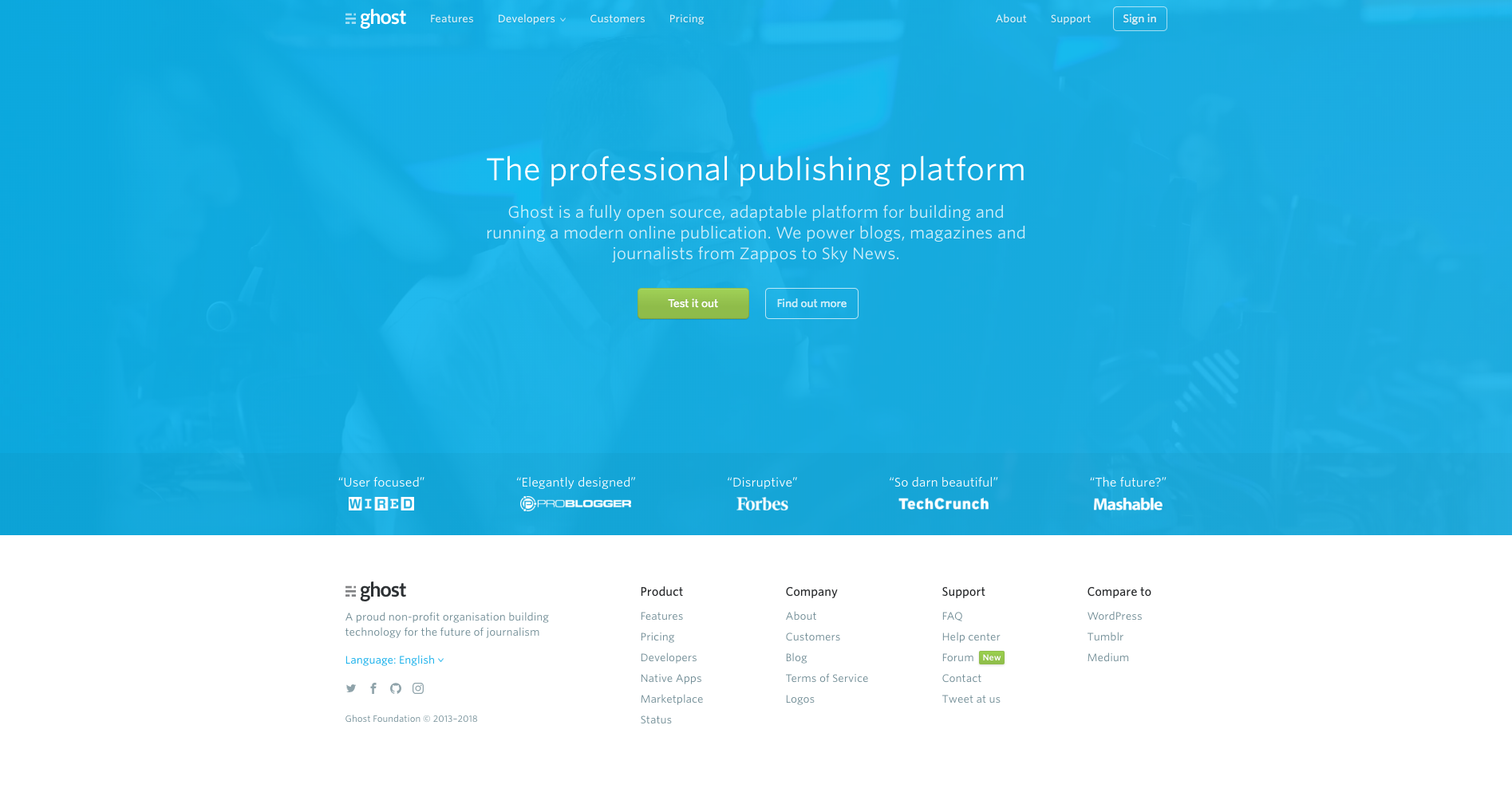 Source publication. Ghost blog. Pricing. The language of journalism. Visit is an open-source.